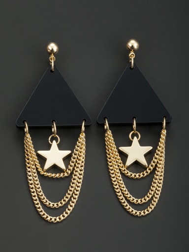 Gold Plated Star Black Acrylic Beautiful Drop drop Earring