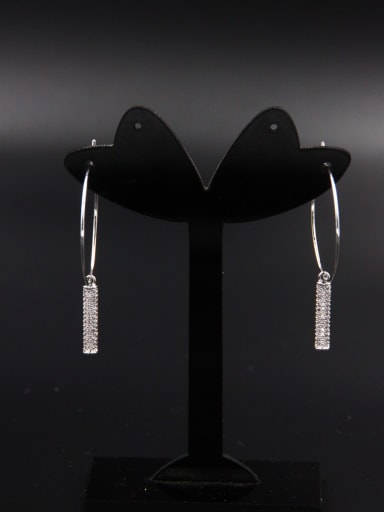 New design Platinum Plated Zircon Drop hoop Earring in White color