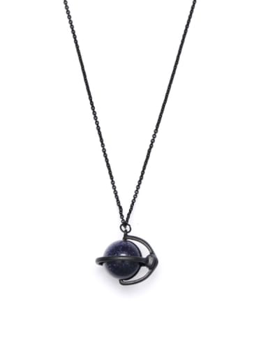 Custom Black Round Necklace with Gun Color plated Zinc Alloy