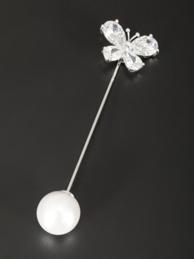 The new Platinum Plated Pearl Butterfly Lapel Pins & Brooche with White