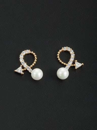Gold Plated Personalized Pearl White Studs stud Earring
