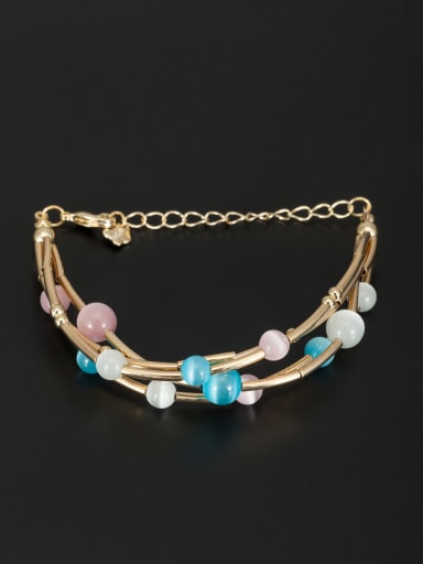 Gold Plated Round Multi-Color Beads Beautiful Bracelet