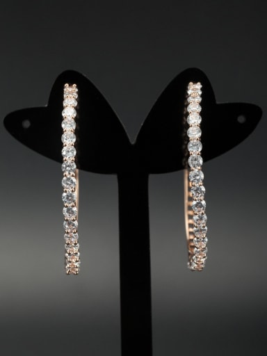 The new Rose Plated Zircon Hoop hoop Earring with White