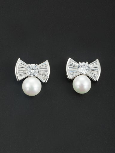 Model No 1000001041 Blacksmith Made Platinum Plated Pearl Butterfly Drop drop Earring