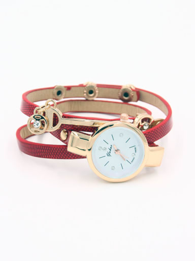 23-25mm size Alloy Round style Faux Leather Women's Watch