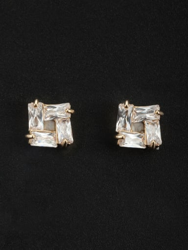 Gold Plated Square Zircon Studs stud Earring