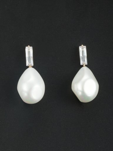 Gold Plated Personalized White Pearl Beautiful Drop drop Earring