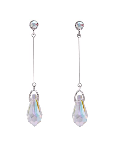 Glass Pendant style with Platinum Plated Zinc Alloy austrian Crystals Drop threader Earring