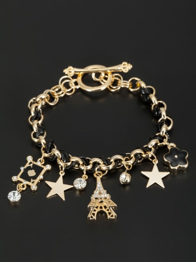 Black color Gold Plated Star Zircon Bracelet