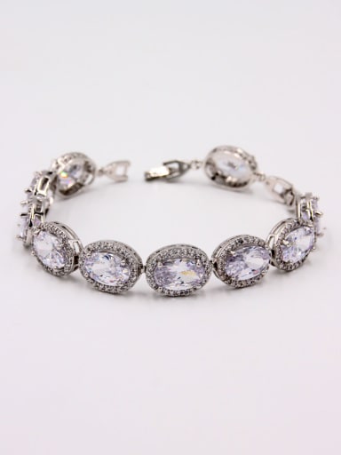 Platinum Plated Copper Zircon White Bracelet