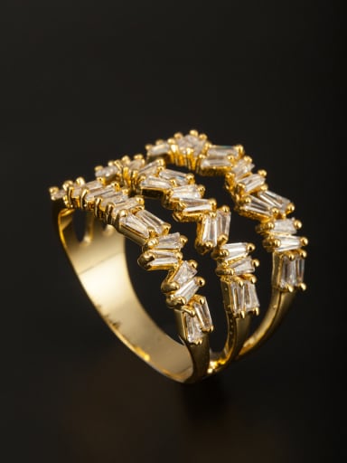 GODKI Luxury Women Wedding Dubai Personalized Gold Plated Copper White Zircon Ring