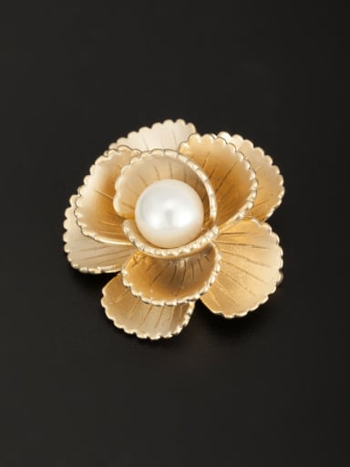 Gold Plated Flower Pearl Lapel Pins & Brooche