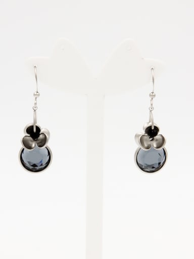 Mother's Initial Grey Drop drop Earring with austrian Crystals
