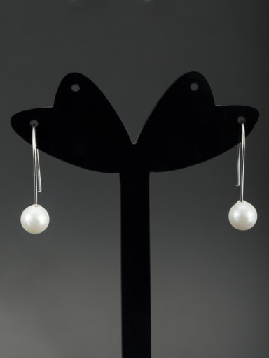 Mother's Initial White Drop drop Earring with Hook Pearl