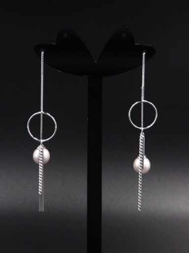 Model No OYB022562B New design Platinum Plated Round Pearl Drop drop Earring in White color
