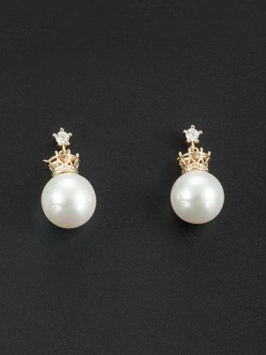 Model No NY38897-002 White Round Youself ! Gold Plated Pearl Drop drop Earring