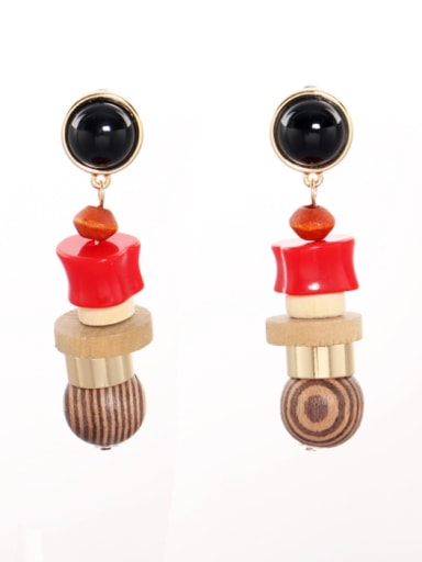 A Gold Plated Wood Stylish  Drop drop Earring Of Charm