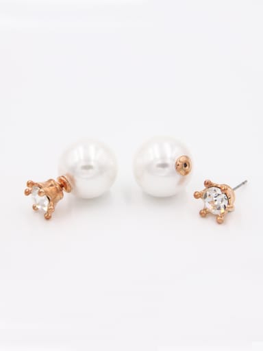The new  Rose Plated Zircon  Studs stud Earring with White