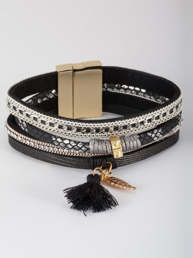New design Gold Plated PU  Bangle in Black color