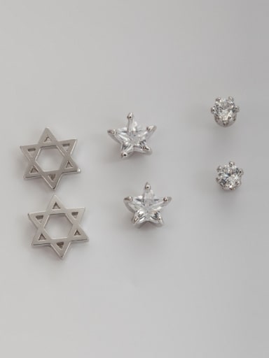 Star style with Platinum Plated Zircon combined Studs stud Earring