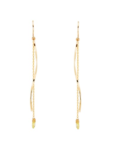 Gold Plated Copper Fringe Stone Drop threader Earring