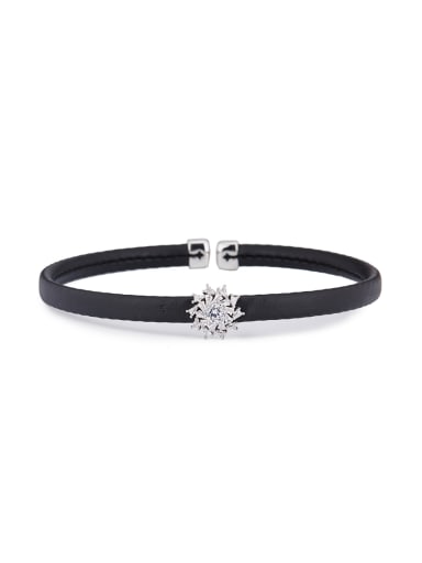 The new Platinum Plated Mixed Metal Rhinestone Personalized Choker with Black