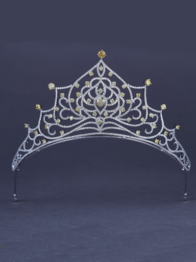 Yellow Wedding Crown with Platinum Plated Zircon