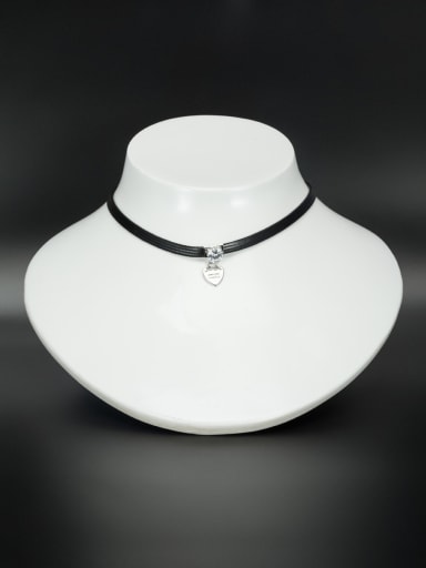 Custom White Heart Choker with Platinum Plated