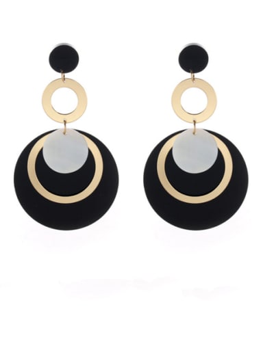 Gold Plated Zinc Alloy Round Acrylic Drop drop Earring