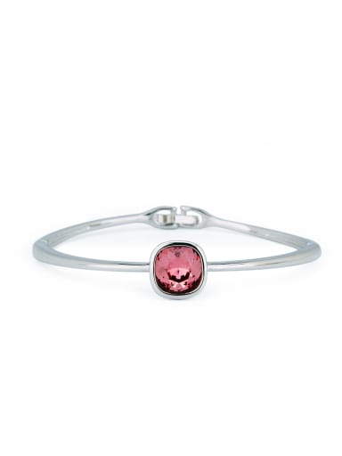 Mother's Initial Red Bangle with Round austrian Crystals