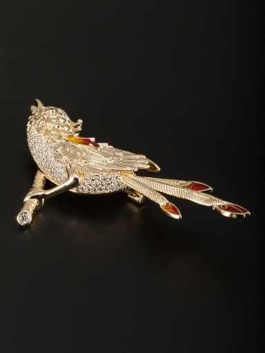 Personalized Gold Plated White Animal Motif Zircon Lapel Pins & Brooche