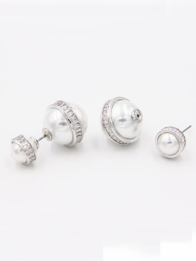 Custom White Round Studs stud Earring with Platinum Plated