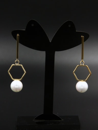 Model No NY42196-002 Custom White Geometric Drop drop Earring with Gold Plated