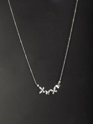 Platinum Plated Butterfly Zircon Necklace