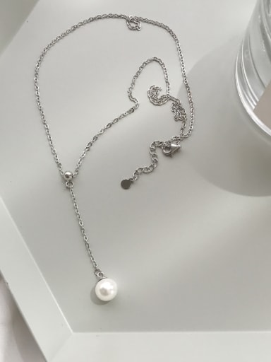 New design Silver chain Pearl Necklac in Silver color
