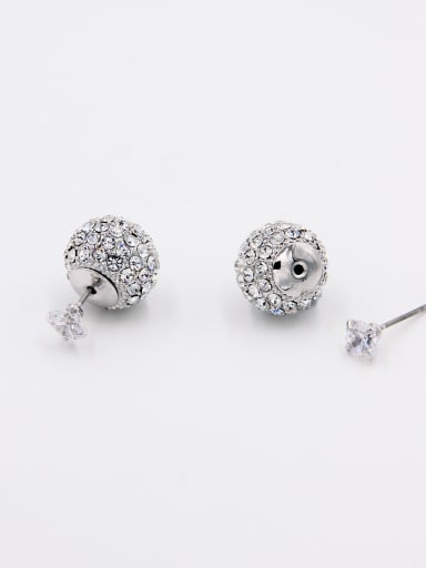 The new  Platinum Plated Zircon Round Drop stud Earring with White