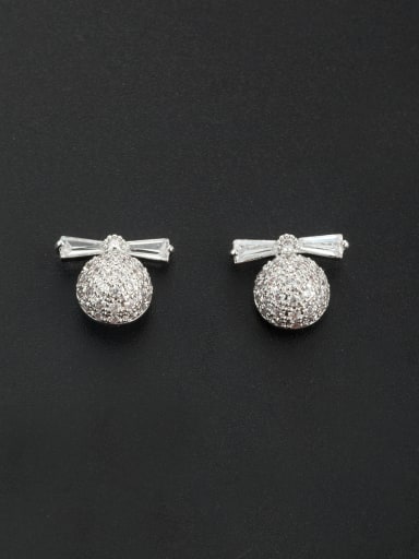 The new Platinum Plated Zircon Round Studs stud Earring with White