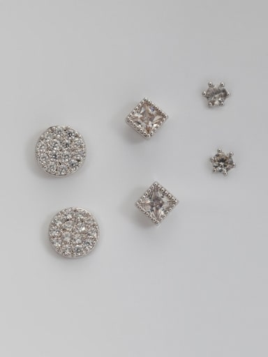 Custom White Combined Studs stud Earring with Platinum Plated
