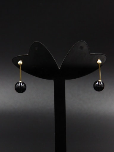 Black Drop drop Earring with Gold Plated Pearl