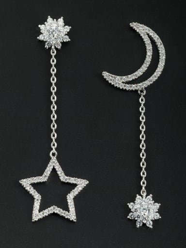 Custom White Star Drop drop Earring with Platinum Plated
