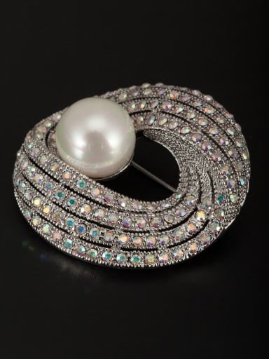 New design Platinum Plated Round Pearl Lapel Pins & Brooche in White color