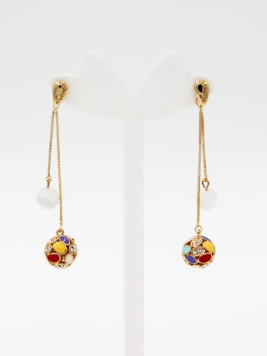 Personalized Gold Plated Multi-Color Round Rhinestone Drop drop Earring
