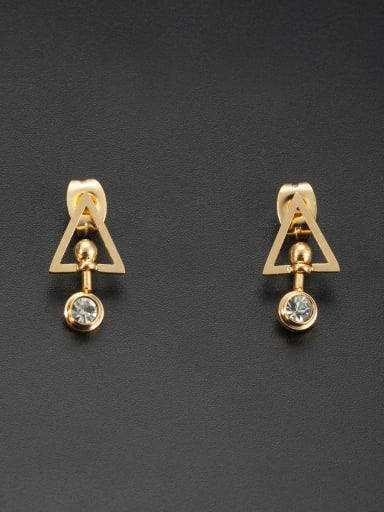 The new Stainless steel Rhinestone Triangle Drop drop Earring with Gold