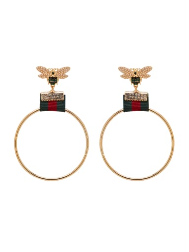 Personalized Gold Plated Zinc Alloy Gold Round Drop hoop Earring
