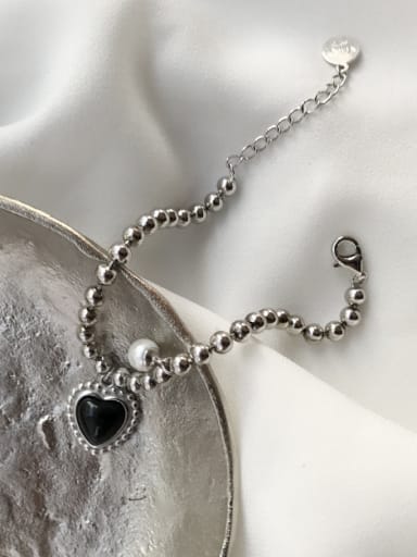 New design 925 silver Heart Carnelian Bracelet in Black color