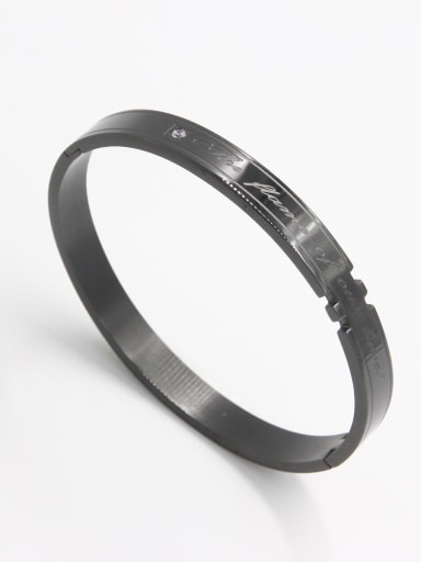 Model No A000047H-003 Black color Stainless steel  Zircon Bangle  63MMX55MM
