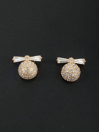 Model No DYZ5031-001 White Round Youself ! Gold Plated Zircon Studs stud Earring