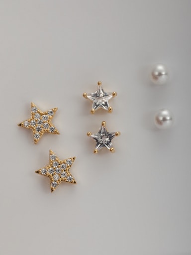 The new Gold Plated White Pearl Star Zircon Combined Studs stud Earring