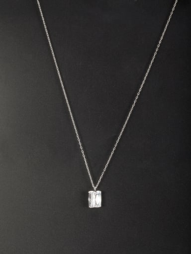 Square Platinum Plated Zircon White Necklace