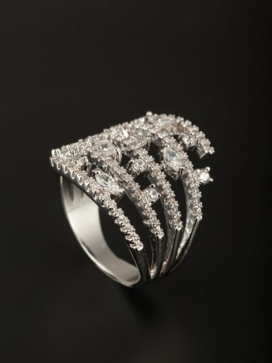 GODKI Luxury Women Wedding Dubai Model No 1000002964 Custom White Ring with Platinum Plated Copper